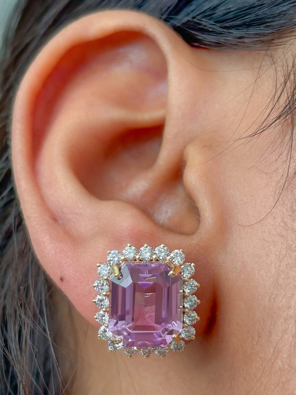 Kunzite Diamond Earrings