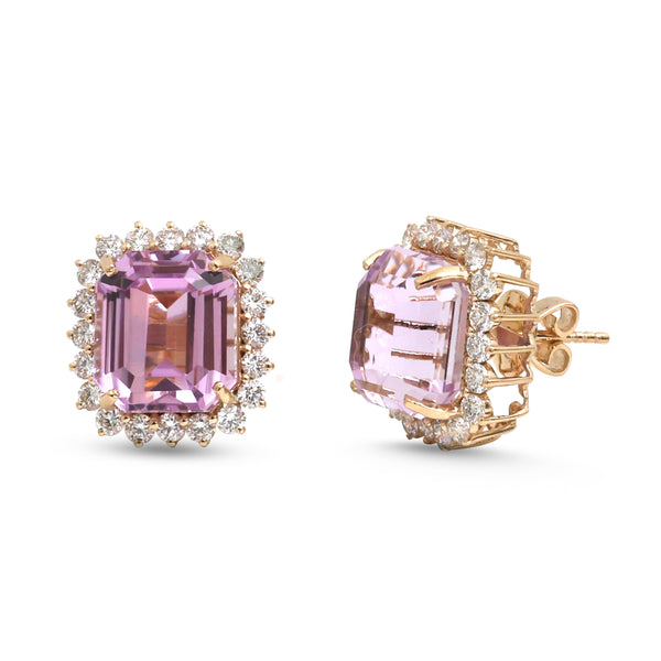 Kunzite Diamond Earrings