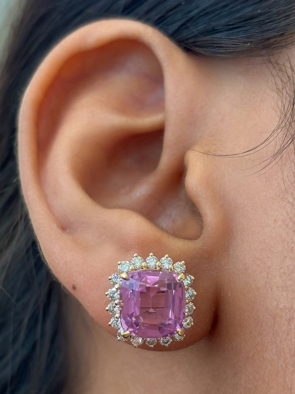 Kunzite Diamond Earrings