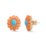 Coral Turquoise Diamond Earrings