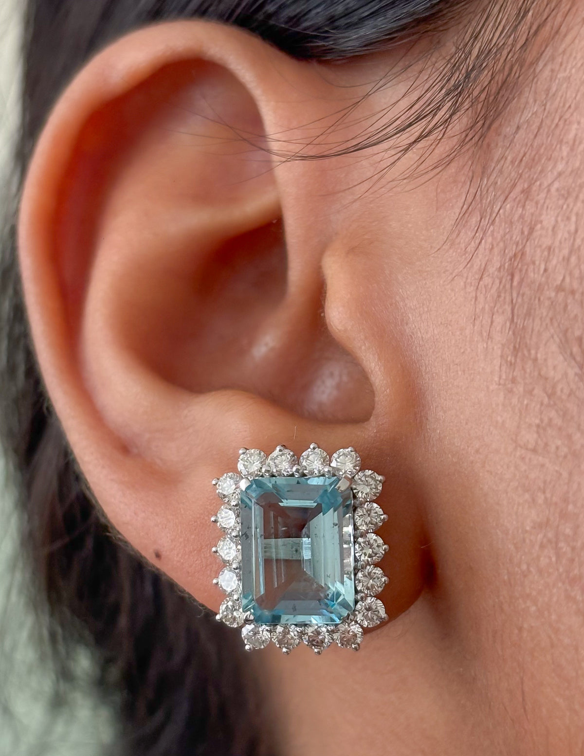 Aquamarine Diamond Earrings