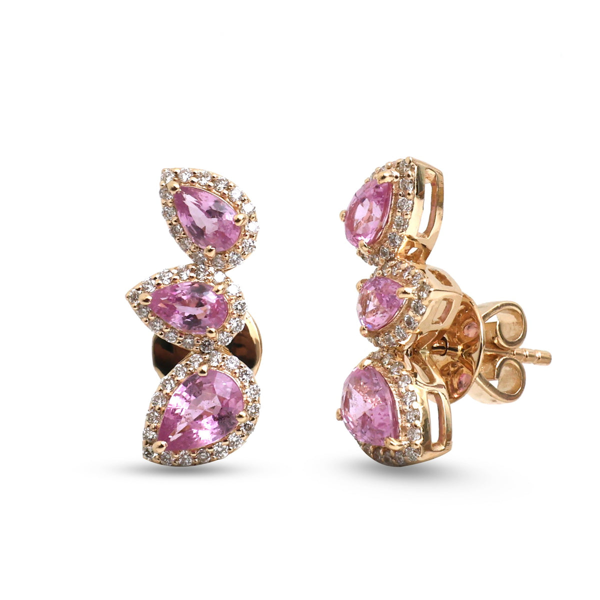Pink Sapphire Diamond Earrings