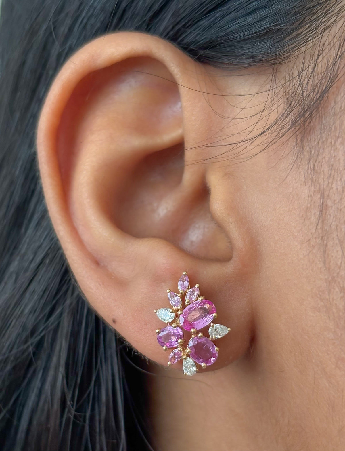 Pink Sapphire Diamond Earrings