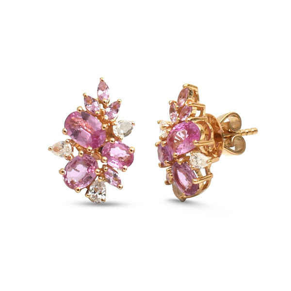 Pink Sapphire Diamond Earrings
