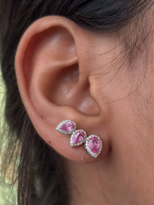 Pink Sapphire Diamond Earrings