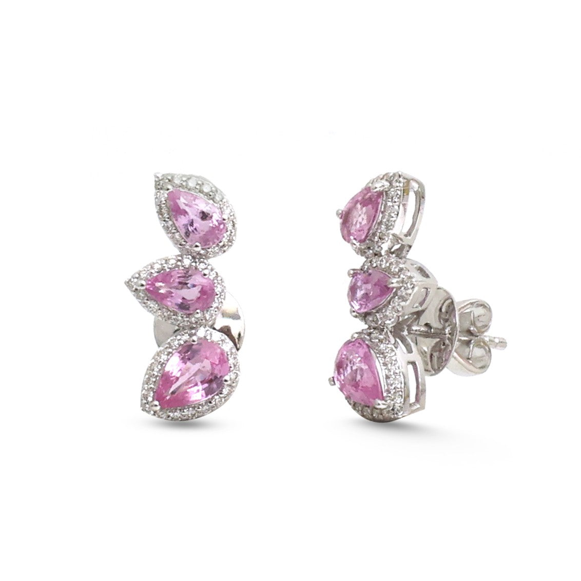 Pink Sapphire Diamond Earrings