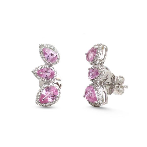 Pink Sapphire Diamond Earrings