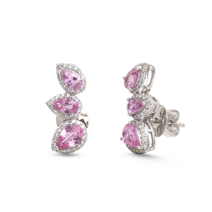 Pink Sapphire Diamond Earrings