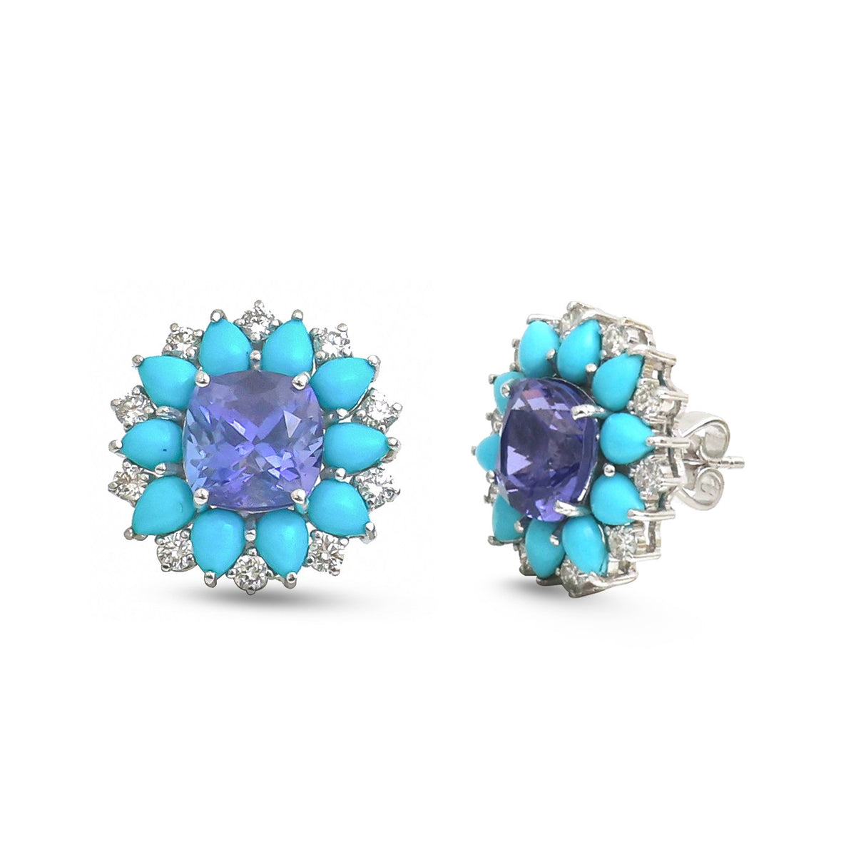 Tanzanite Turquoise Diamond Earrings