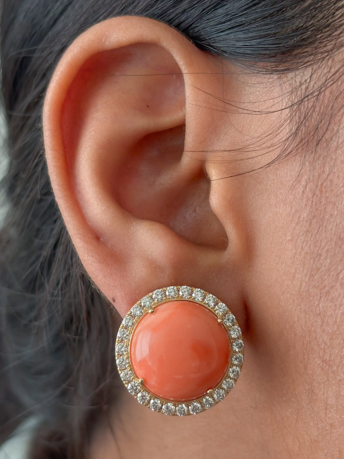 Coral Diamond Earrings