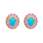 Pink Sapphire Turquoise Diamond Earrings