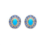Blue Sapphire Turquoise Diamond Earrings