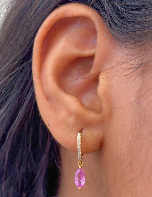 Pink Sapphire Diamond Earrings