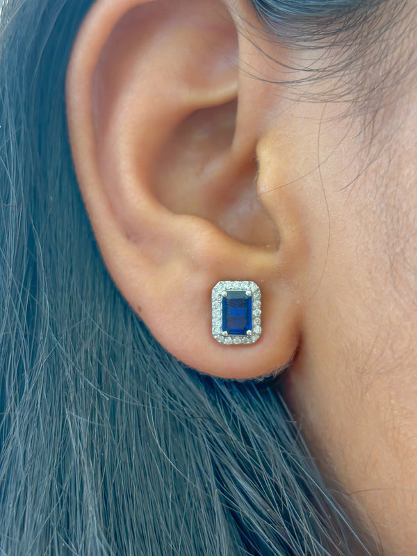 Blue Sapphire Diamond Earrings