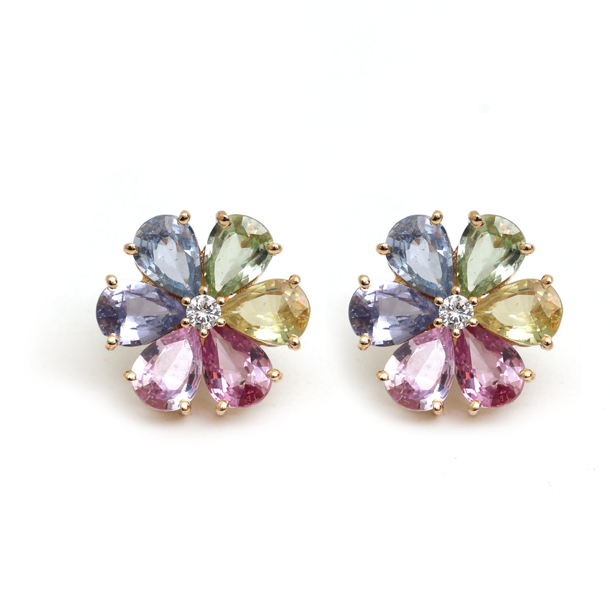 Rainbow Sapphire Diamond Earrings