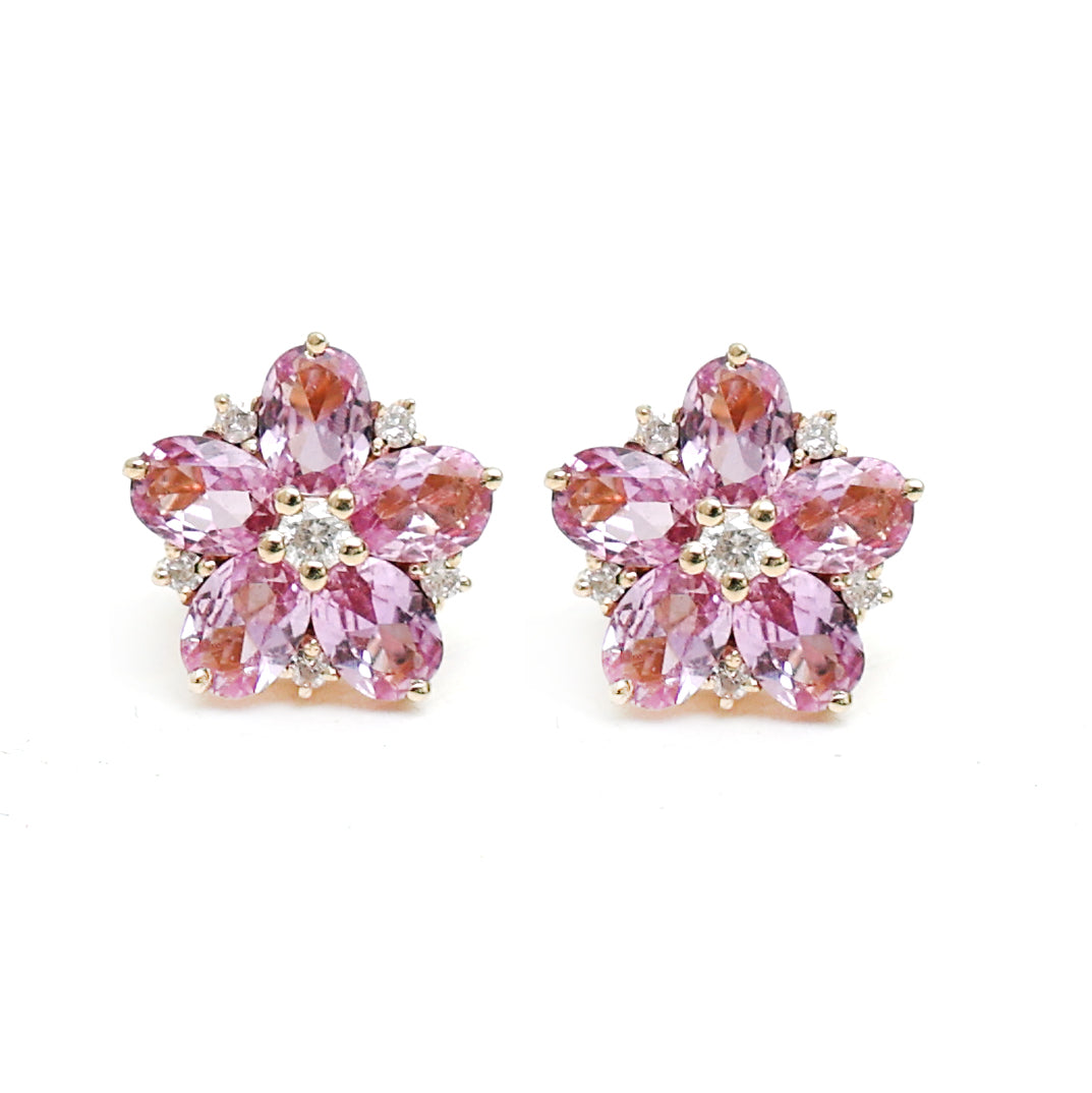 Pink Sapphire Diamond Earrings
