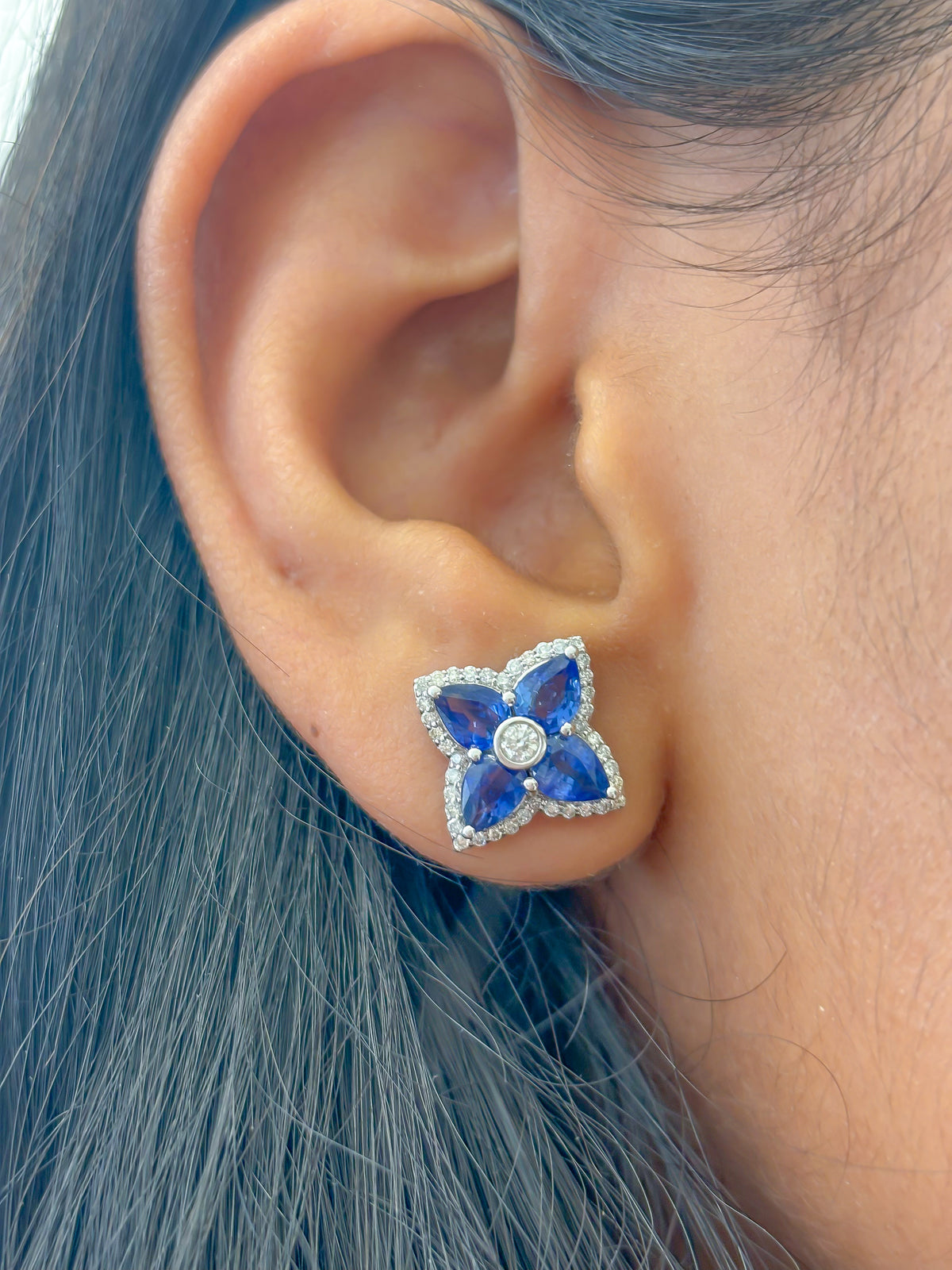 Blue Sapphire Diamond Earrings