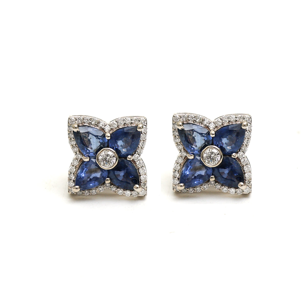 Blue Sapphire Diamond Earrings