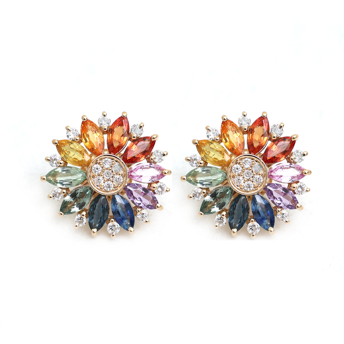 Rainbow Sapphire Diamond Earrings