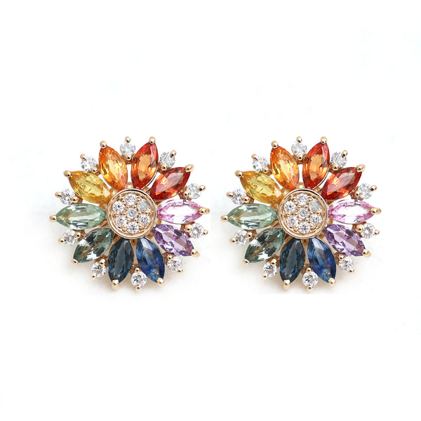 Rainbow Sapphire Diamond Earrings