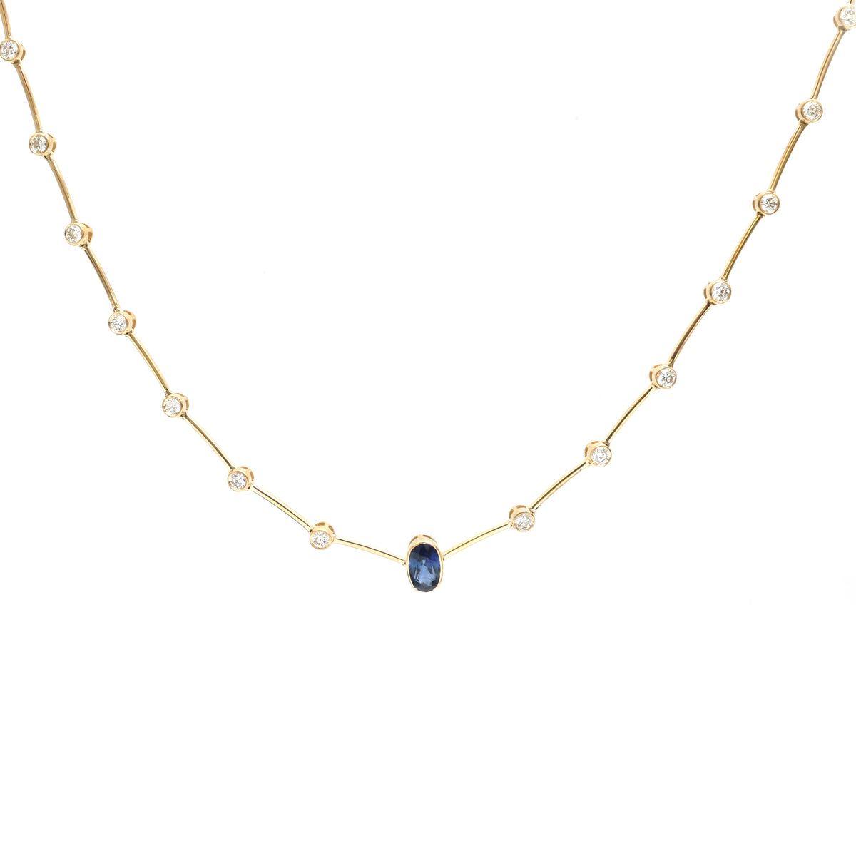 Diamond Blue Sapphire Necklace