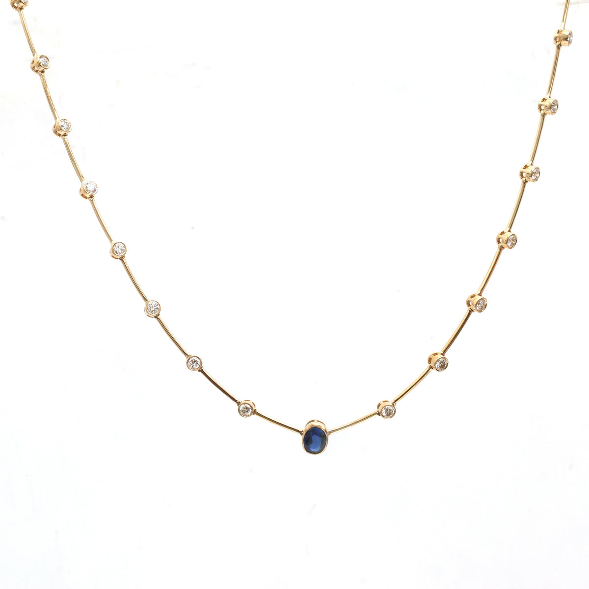 Diamond Blue Sapphire Necklace