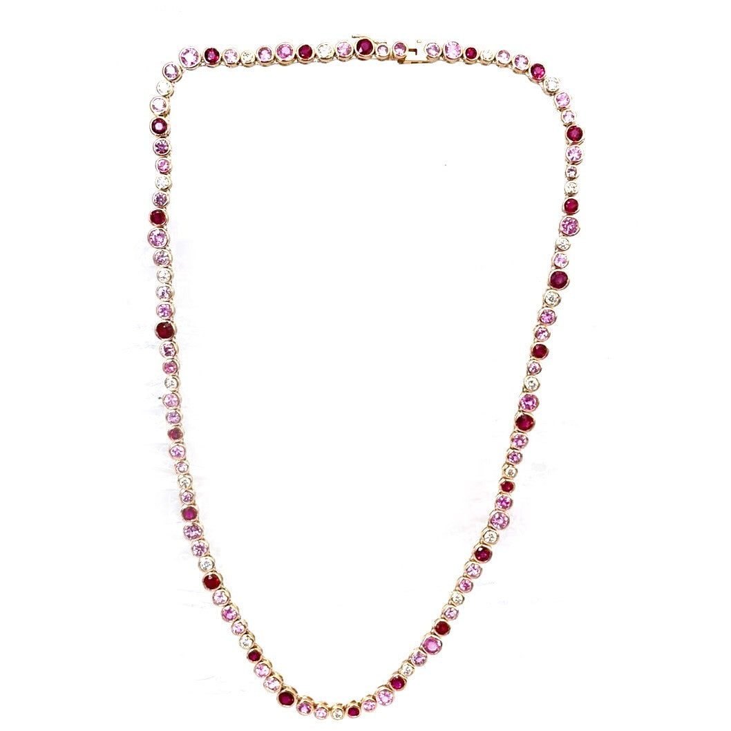 Pink Sapphire Diamond Necklace