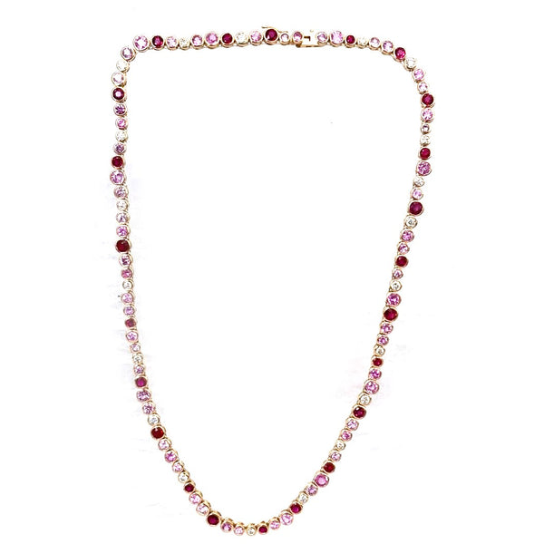 Pink Sapphire Diamond Necklace