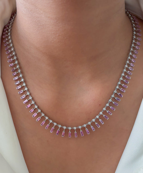 Pink Sapphire Diamond Necklace