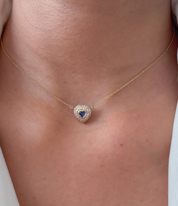 Diamond Blue Sapphire Necklace