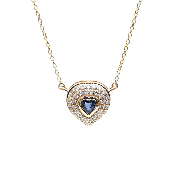 Diamond Blue Sapphire Necklace