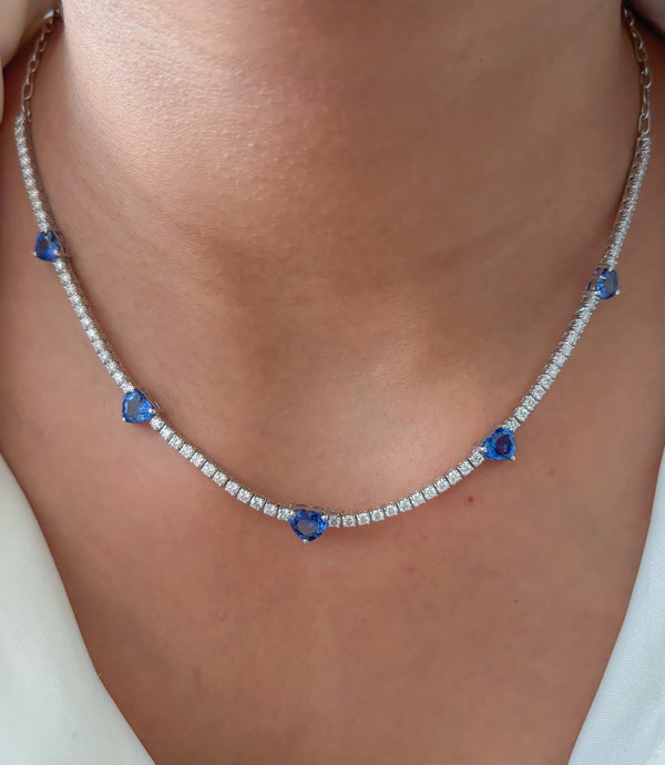 Blue Sapphire Diamond Necklace