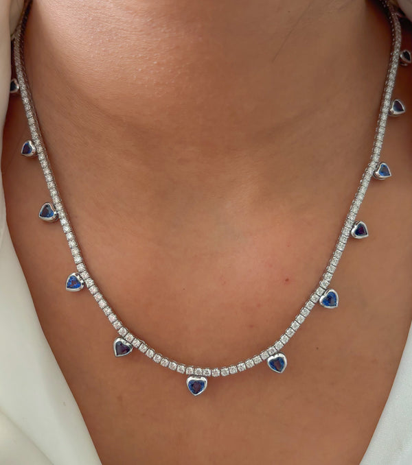 Diamond Blue Sapphire Necklace