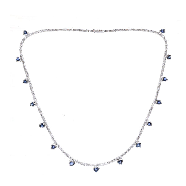 Diamond Blue Sapphire Necklace