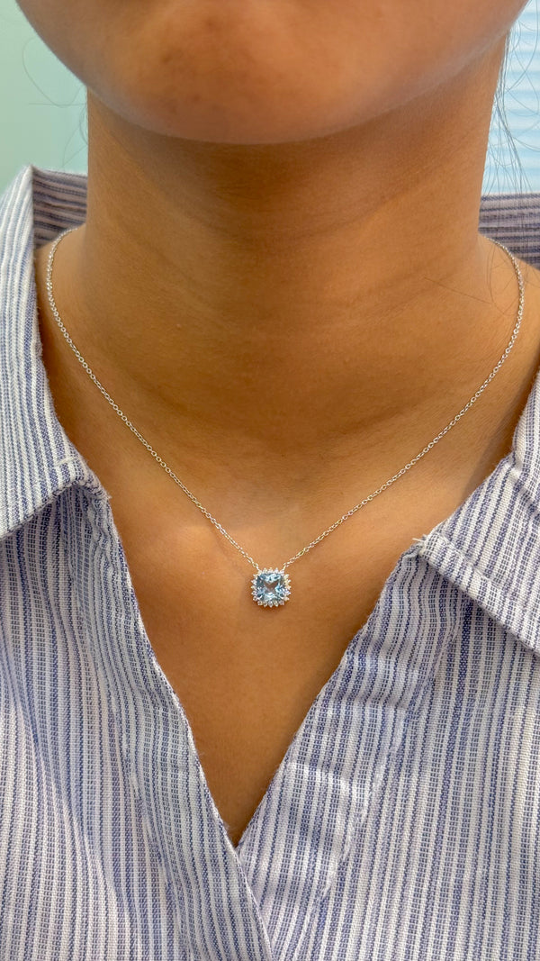 Aquamarine Diamond Necklace