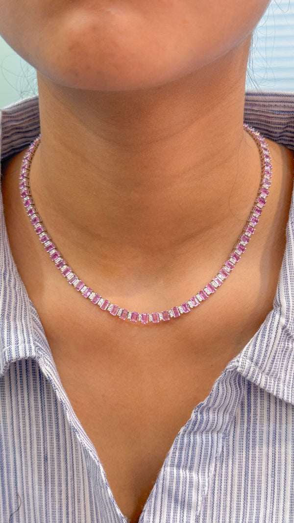 Pink Sapphire Diamond Necklace