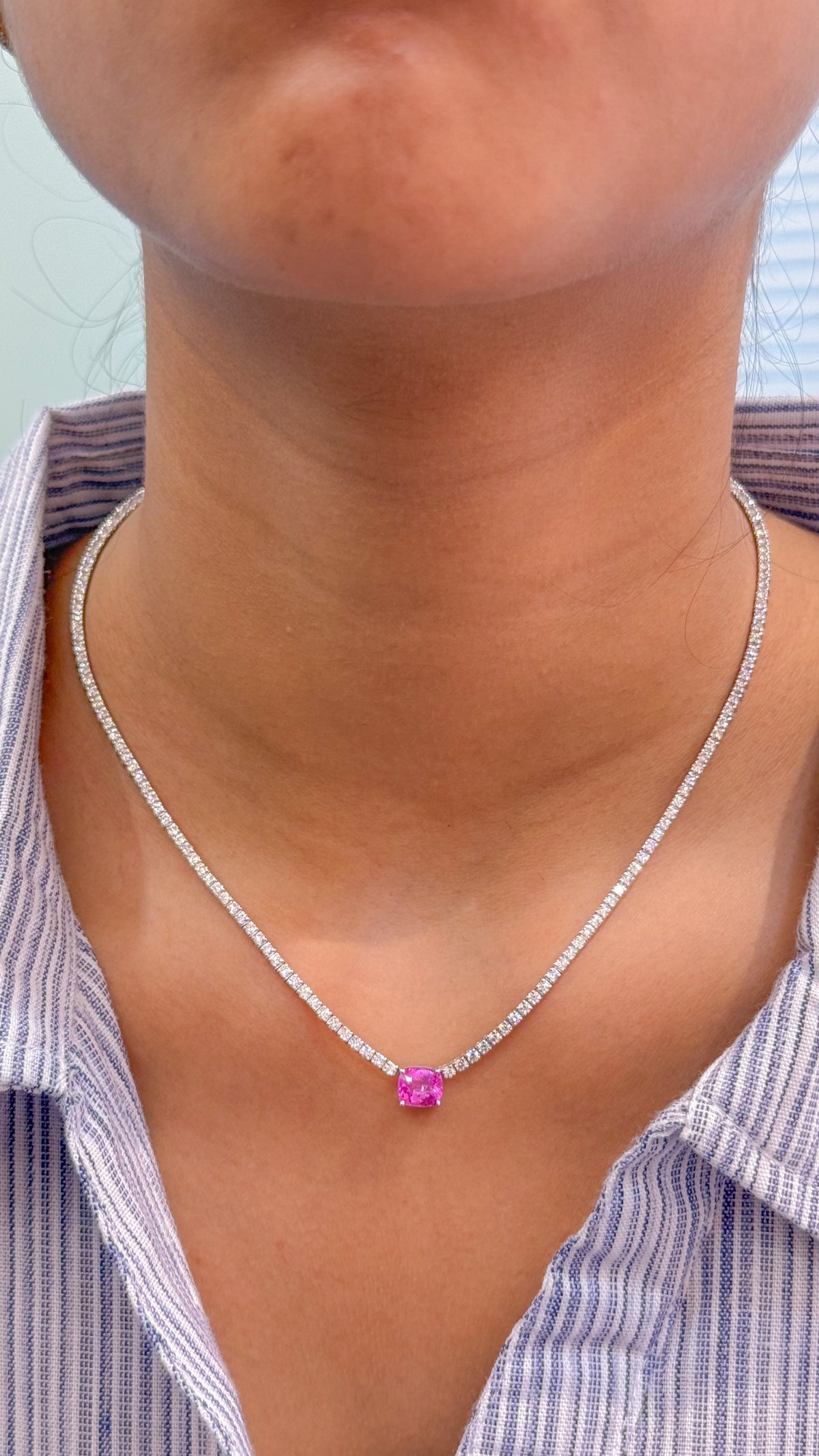 Diamond Pink Sapphire Necklace