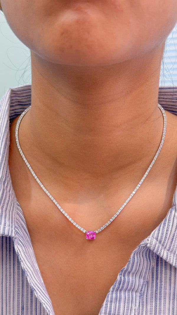 Diamond Pink Sapphire Necklace