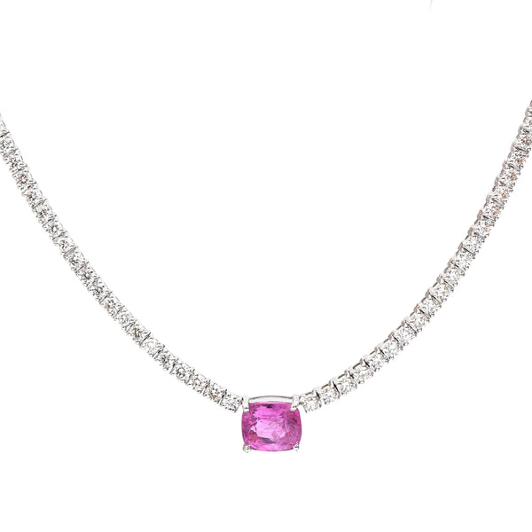 Diamond Pink Sapphire Necklace