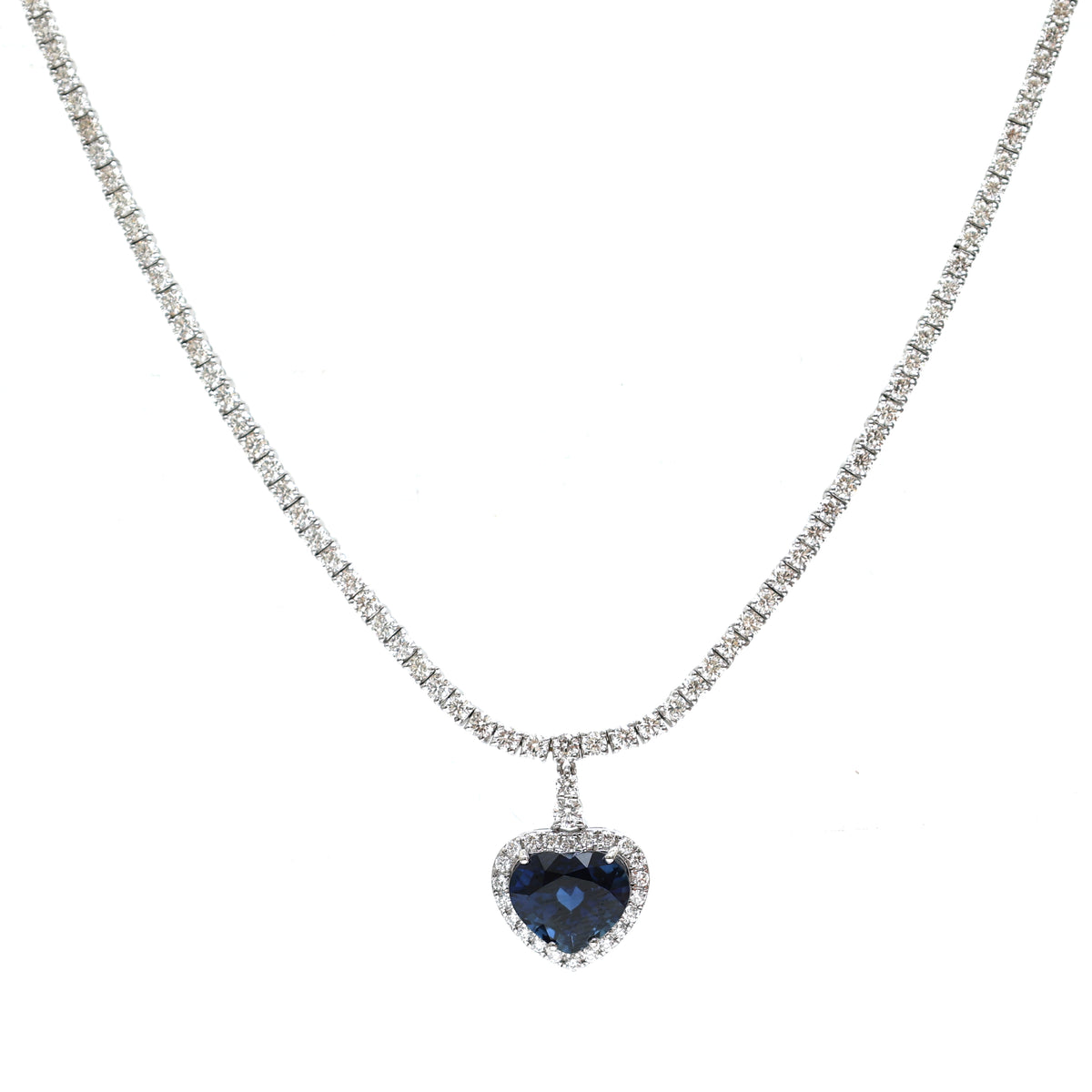 Diamond Blue Sapphire Necklace