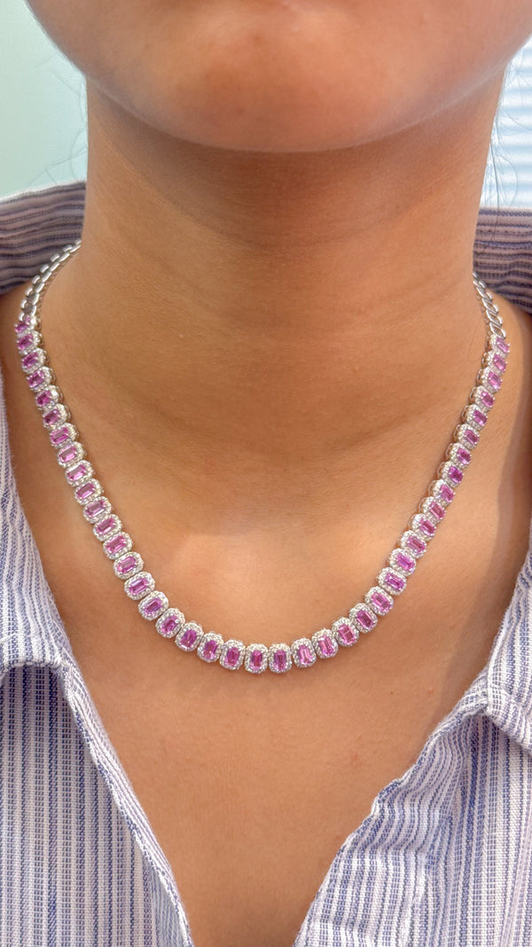 Pink Sapphire Diamond Necklace