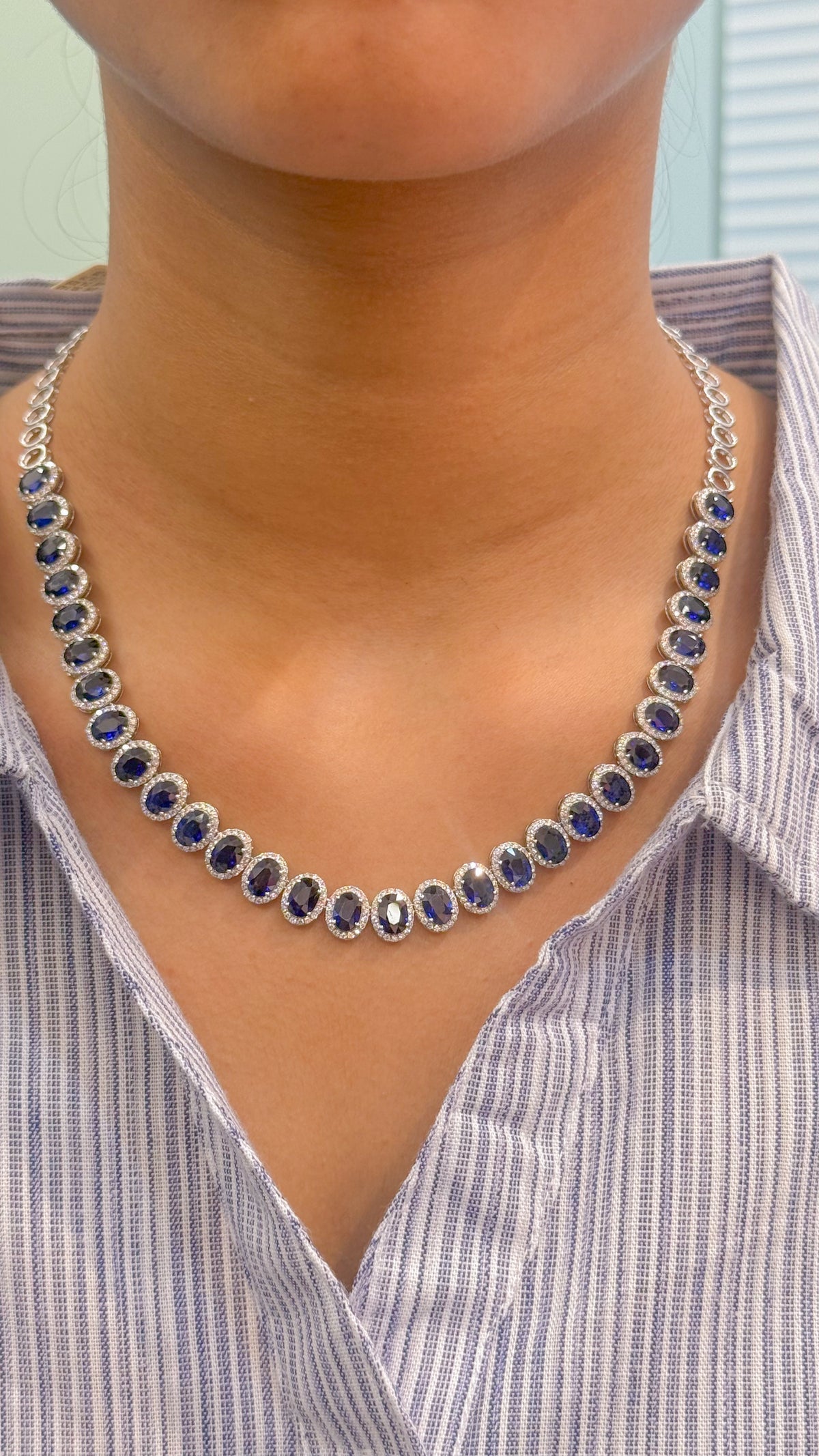 Blue Sapphire Diamond Necklace