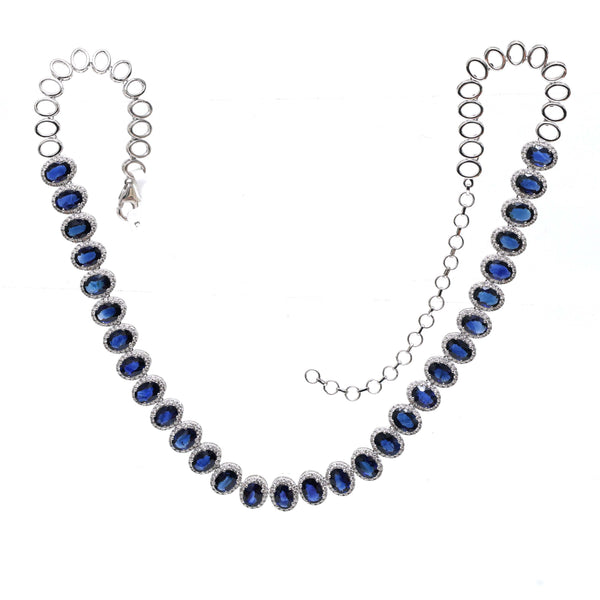 Blue Sapphire Diamond Necklace