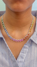 Rainbow Sapphire Diamond Necklace