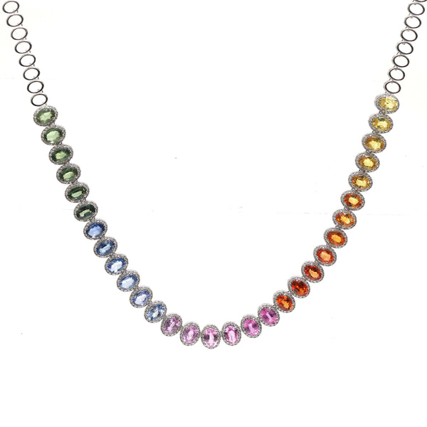 Rainbow Sapphire Diamond Necklace