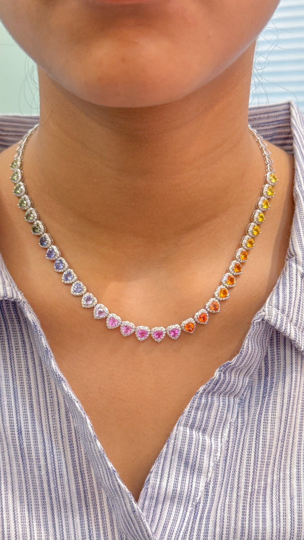 Rainbow Sapphire Diamond Necklace