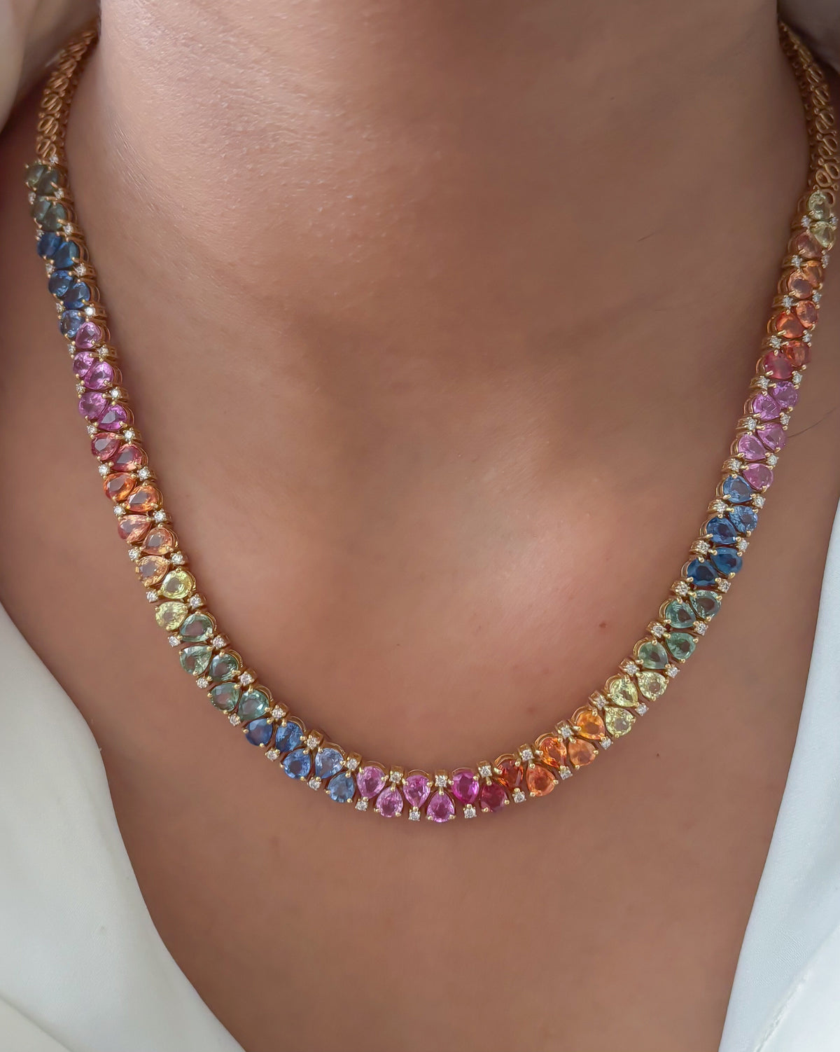 Rainbow Sapphire Diamond Necklace