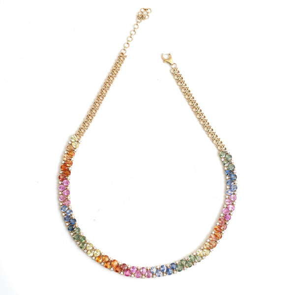 Rainbow Sapphire Diamond Necklace