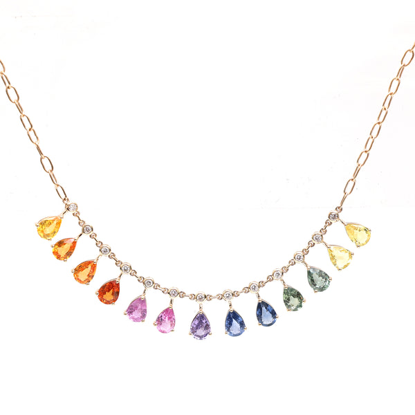 Rainbow Sapphire Diamond Necklace