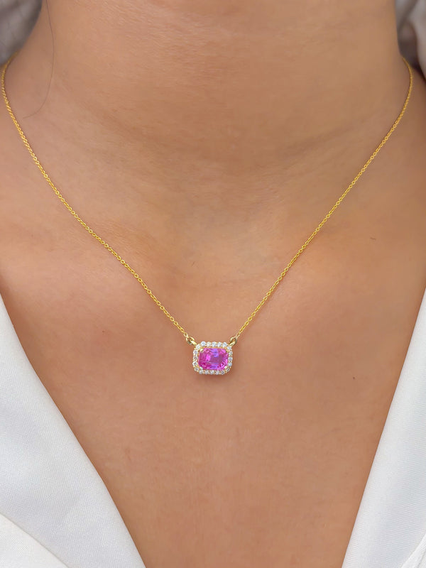 Pink Sapphire Diamond Necklace